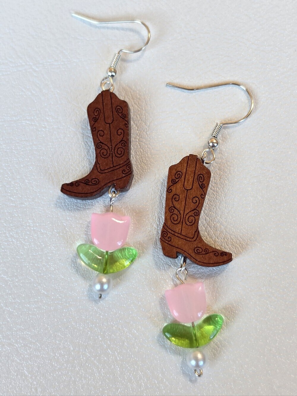 Handcrafted Cowboy Boot & Tulip Earrings